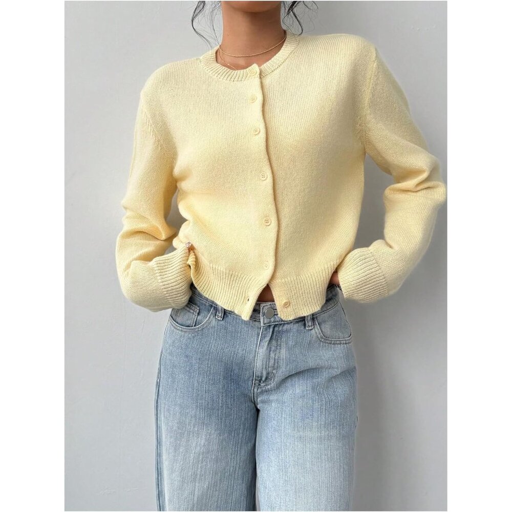 Women's Button Down Cropped Lightweight Cardigan … - image 2